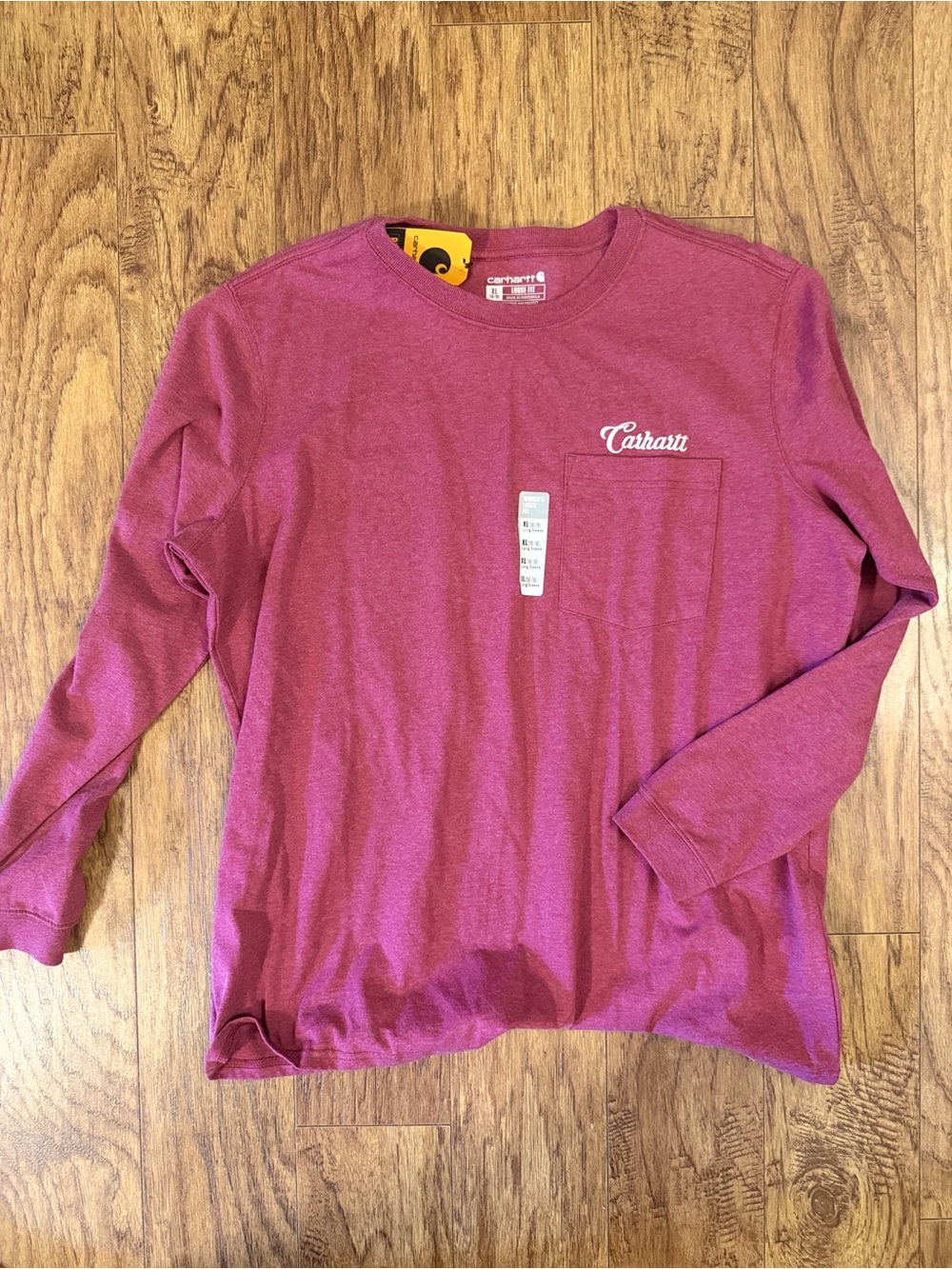 Carhartt women’s Long-Sleeve Pocket Tee - Raspberry Pink